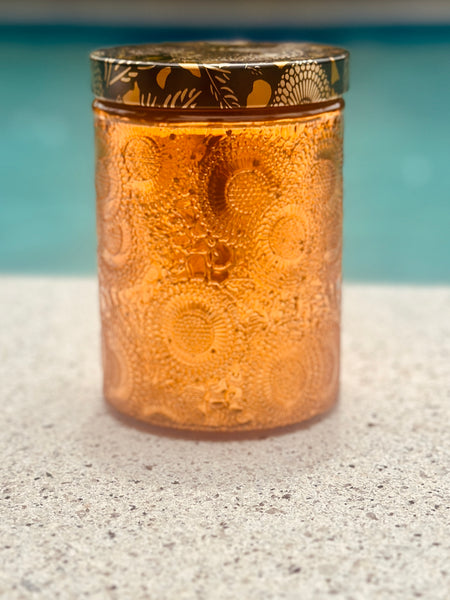 Amber gold embossed candle Large