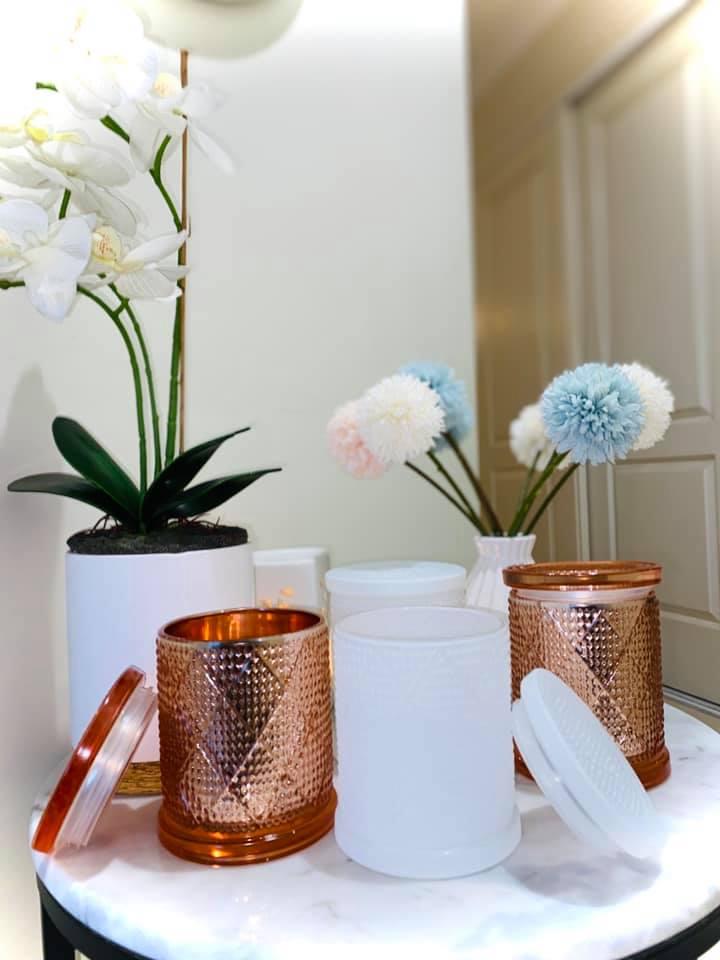Rose Gold Beautifully Embossed Candle