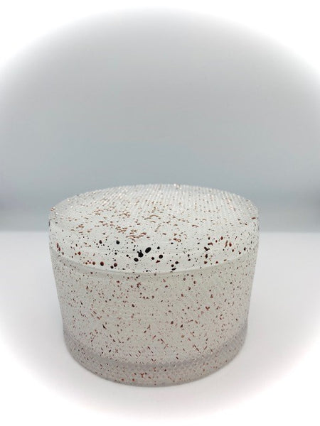 White & Rose Gold Speckle Candle with Lid