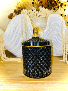 Black & Gold Tear Drop Carousel Candle with Lid