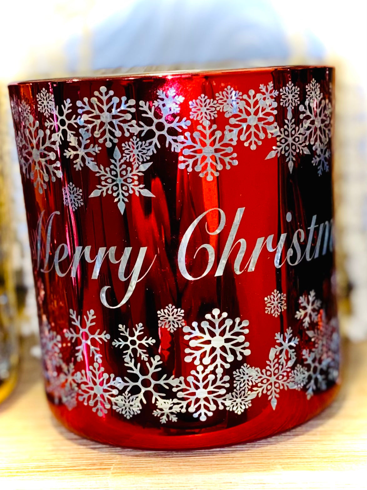 Xmas greetings Frosted Red large vessel