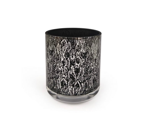 Large 370ml Black & Silver Leopard Print Candle