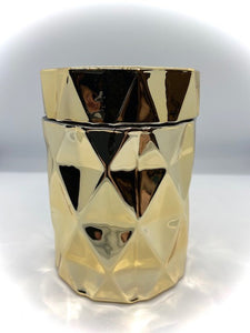 Gold Diamond Cut Candle with Lid