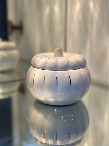 White and Gold Pumpkin Candle