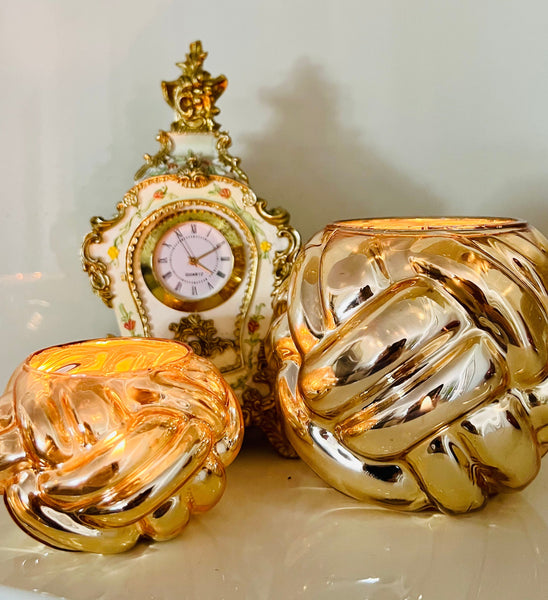 Rope candles set of 2 (gold)