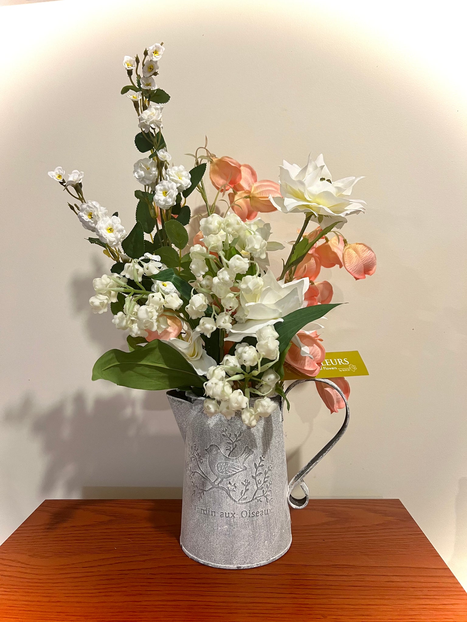 Shabby Chic country jug cream and whites flower arrangement