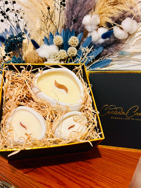 Natural white candles set of 3