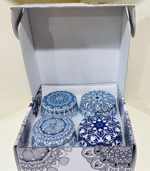 Blue & White Hampton tins (Box Set of 4)