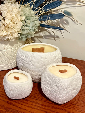 Natural white candles set of 3