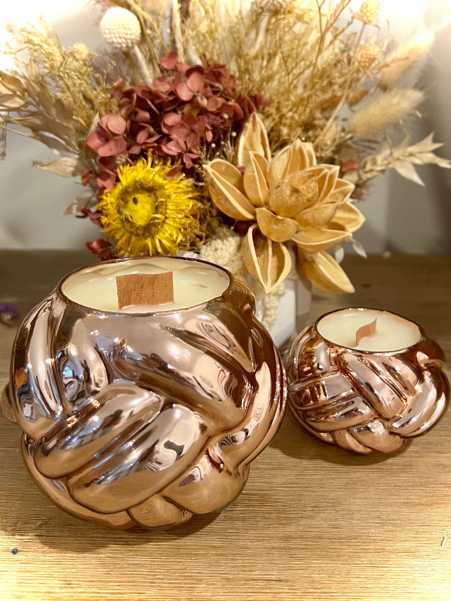 Rope candles set of 2 (Rose gold)