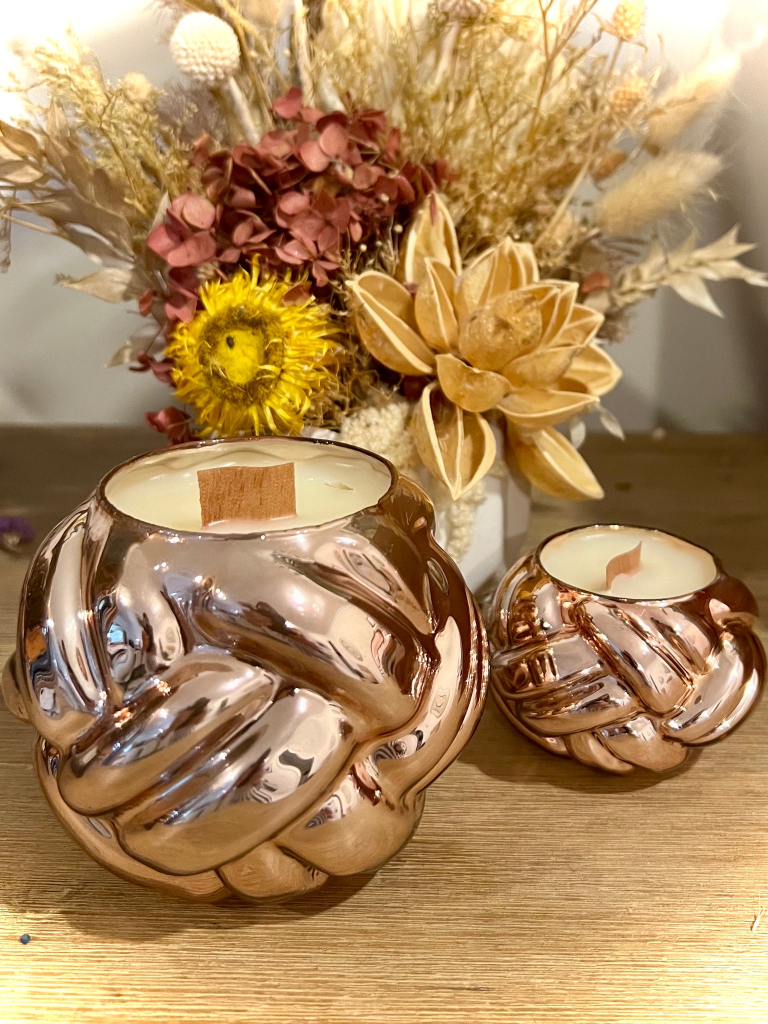 Rope candles set of 2 (Rose gold)