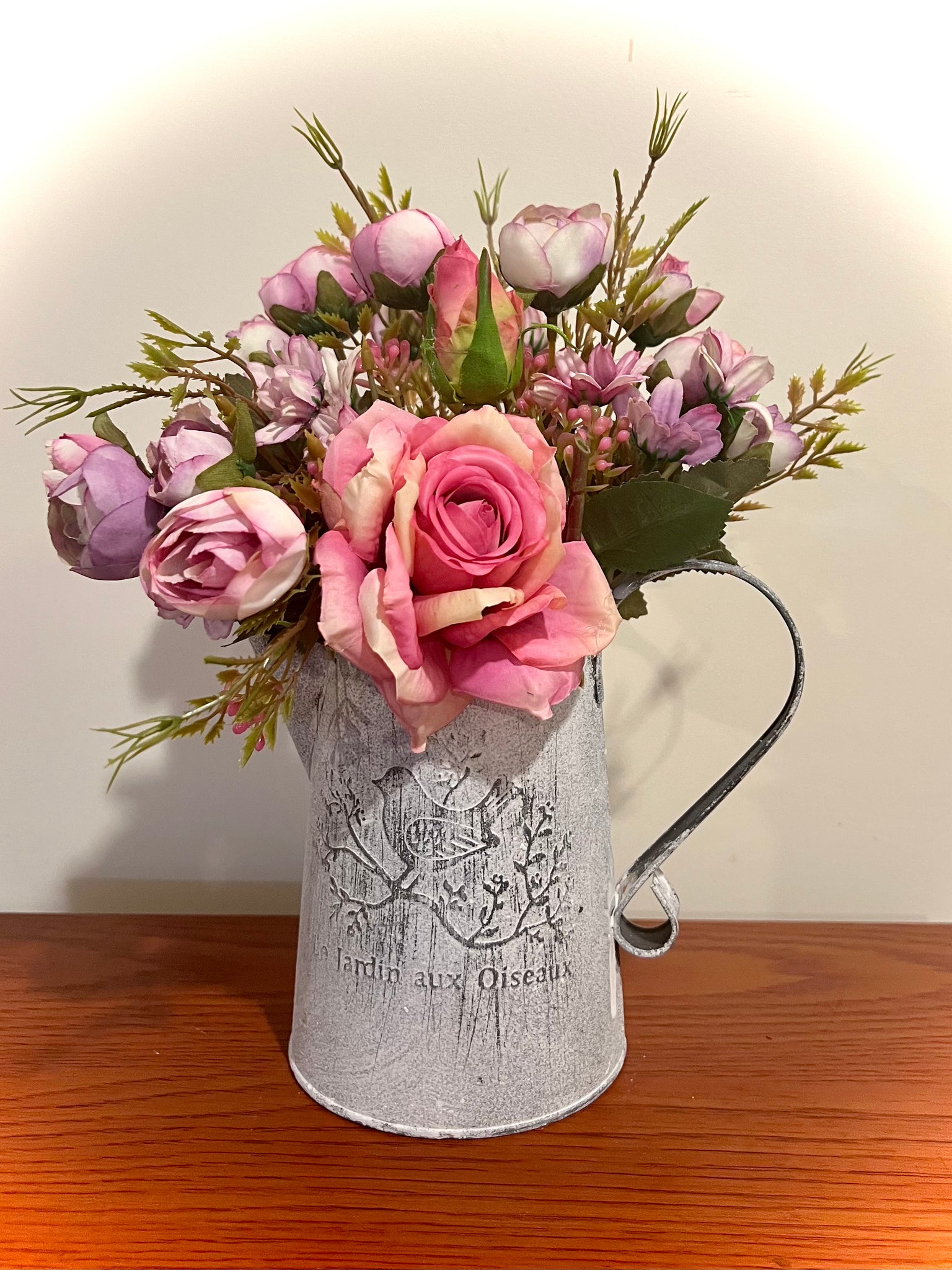 Shabby Chic country jug flower arrangement