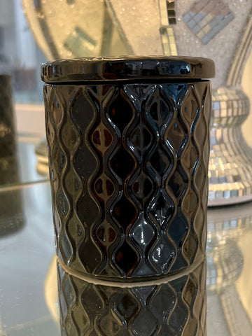 Black embossed vessel